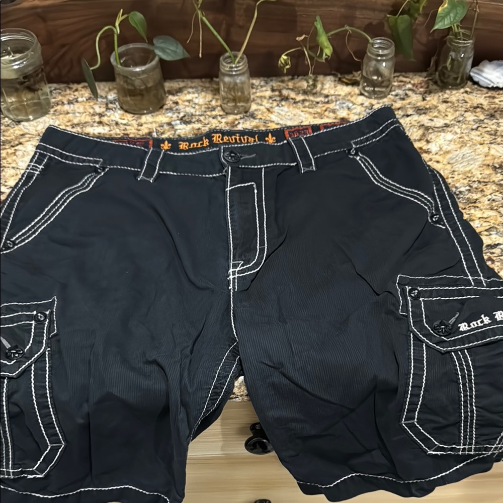 Rock Revival Navy Cargo Shorts